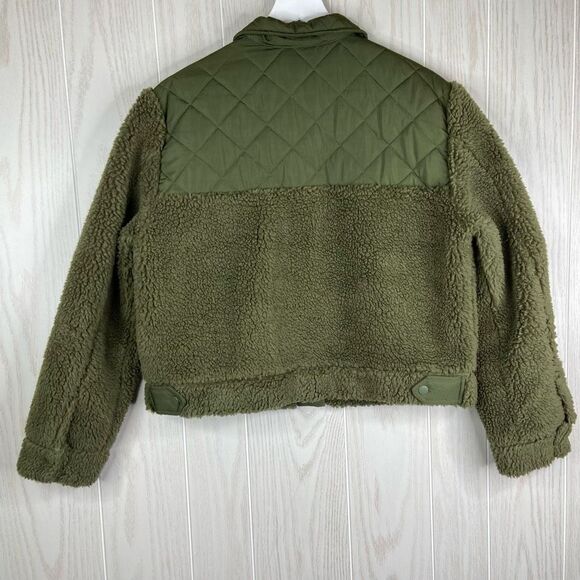 Rails Women's Olive Green Snap Cropped Peyton Quilted Fleece Jacket Size M - Picture 3 of 7
